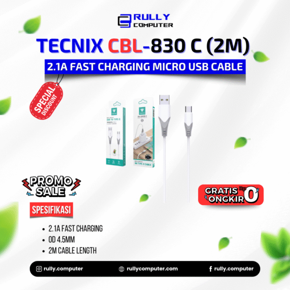 Tecnix CBL-830 C ( 2M ) 2.1A Fast Charging Micro  USB Cable
