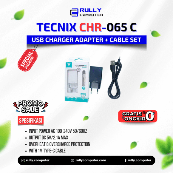 Tecnix CHR-065 C USB Charger Adapter + Cable Set